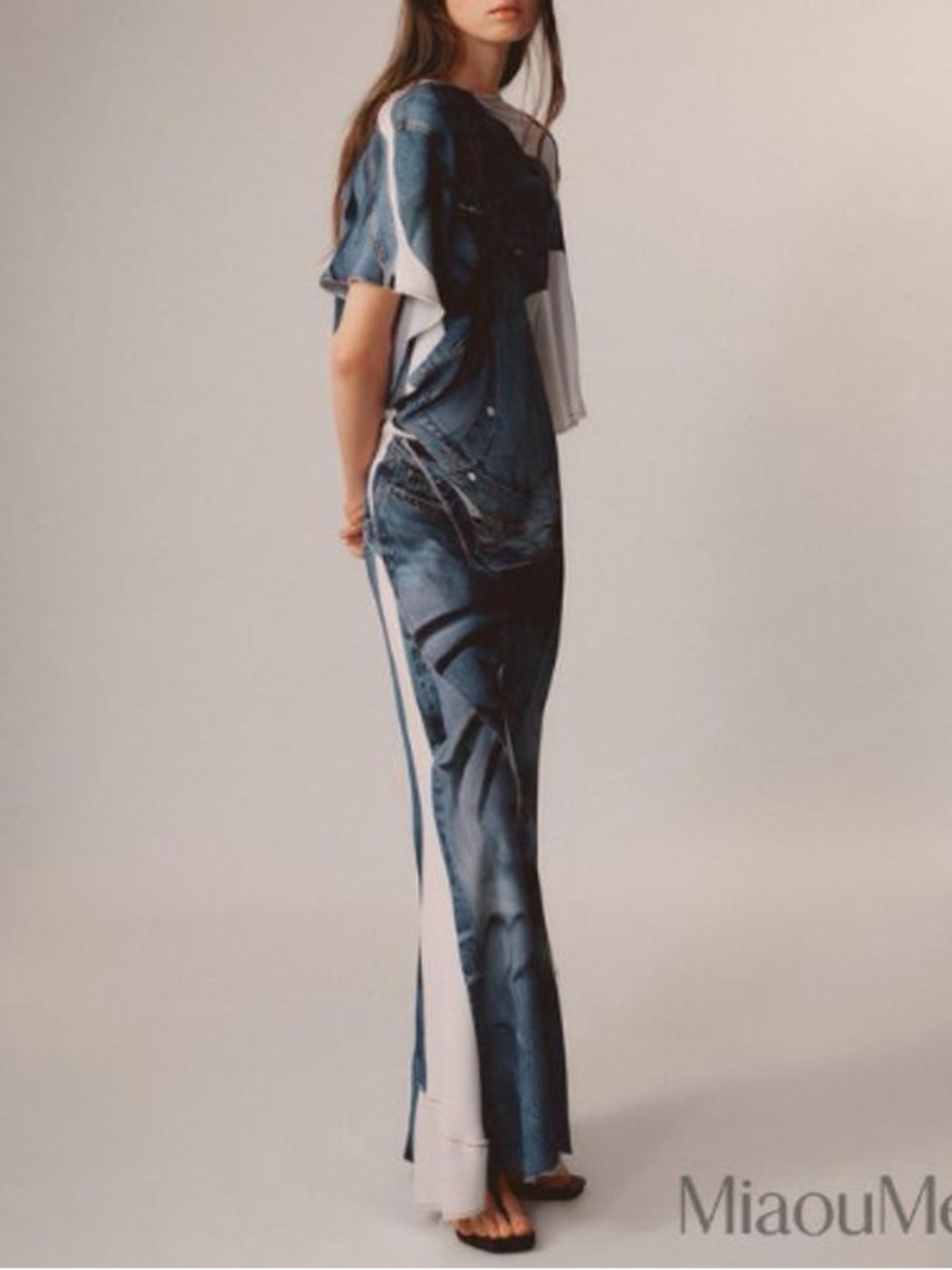 Zara Blue & White Wide-Leg Printed Jumpsuit